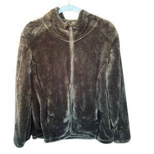 32 Degrees Heat Fleece Full Zip Jacket‎ Womens Extra Large XL Brown Soft